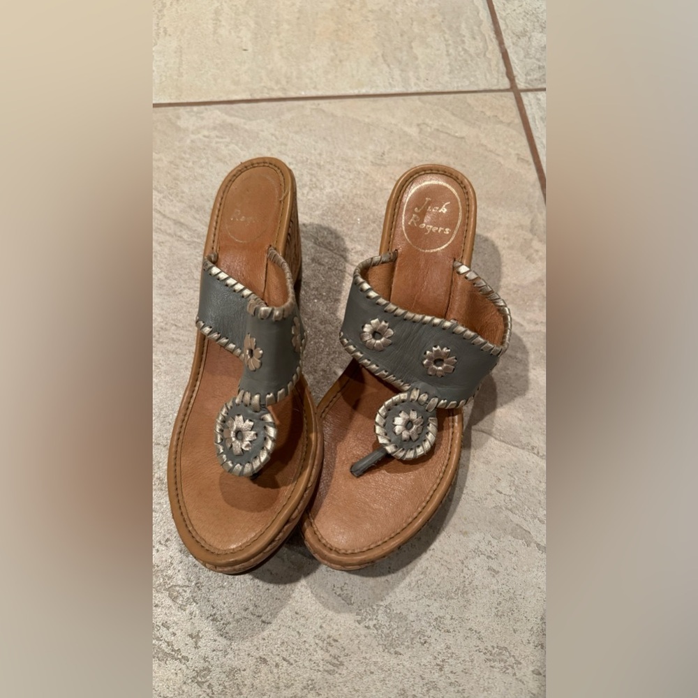 Jack Rogers Wedges teal sz 8
